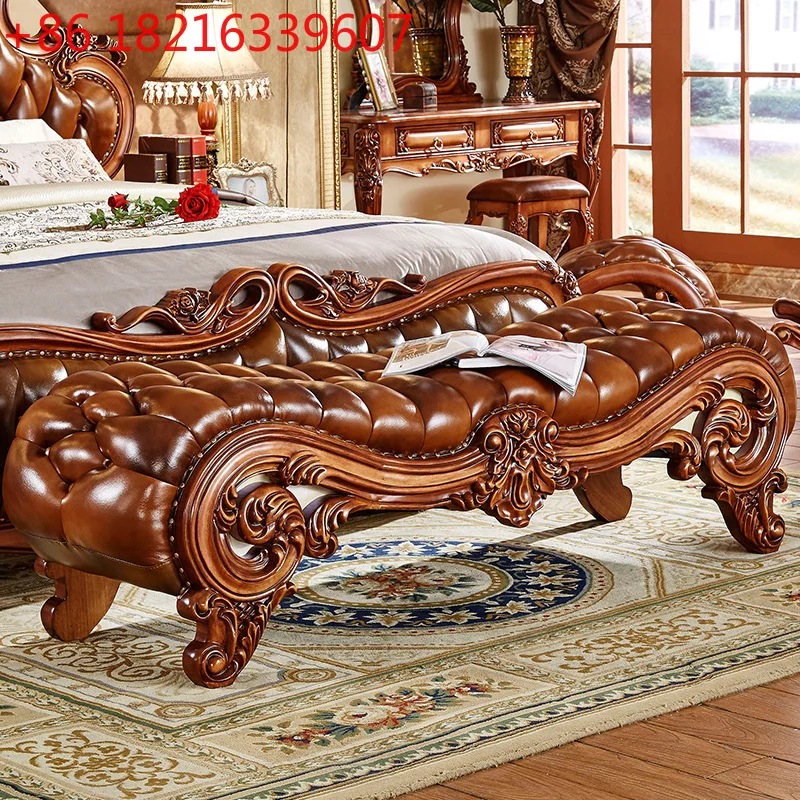 

Европейская и американская кровать, французский диван из цельного дерева при кровати, скамейка для пеленания обуви, спальня, мебель для всего дома