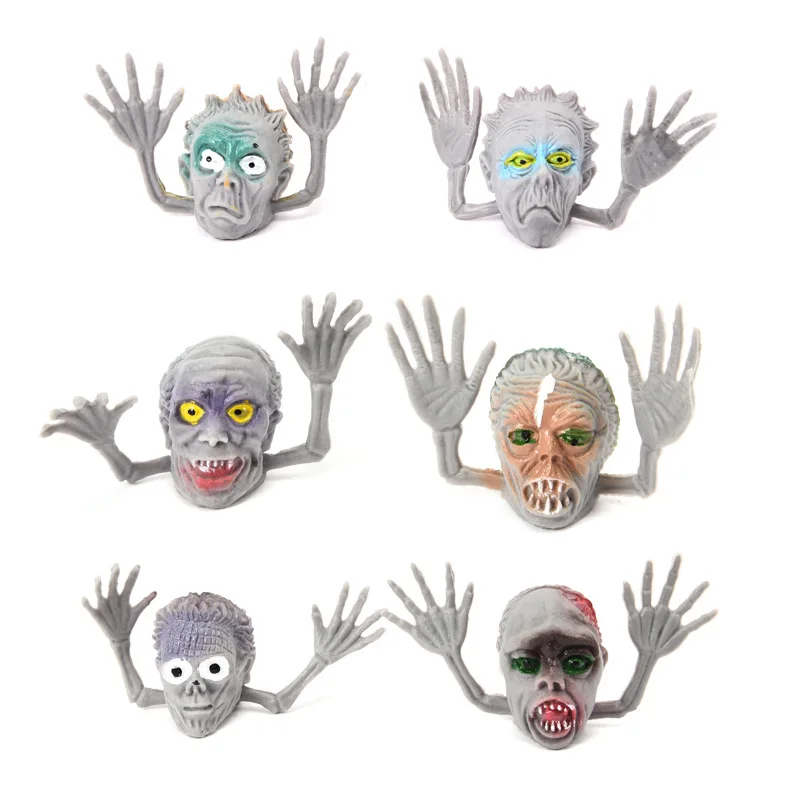 5Pcs Horror Mini Ghost Head Halloween Monster Finger Puppets Halloween Party Decoration Kids Toy Gifts