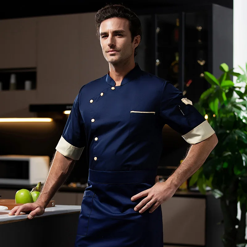 Hotel Restaurant Chef Work Uniform Three-Quarter Sleeve White Restaurant Hot Pot Canteen Cake Baking Kitchen Autumn Outfit