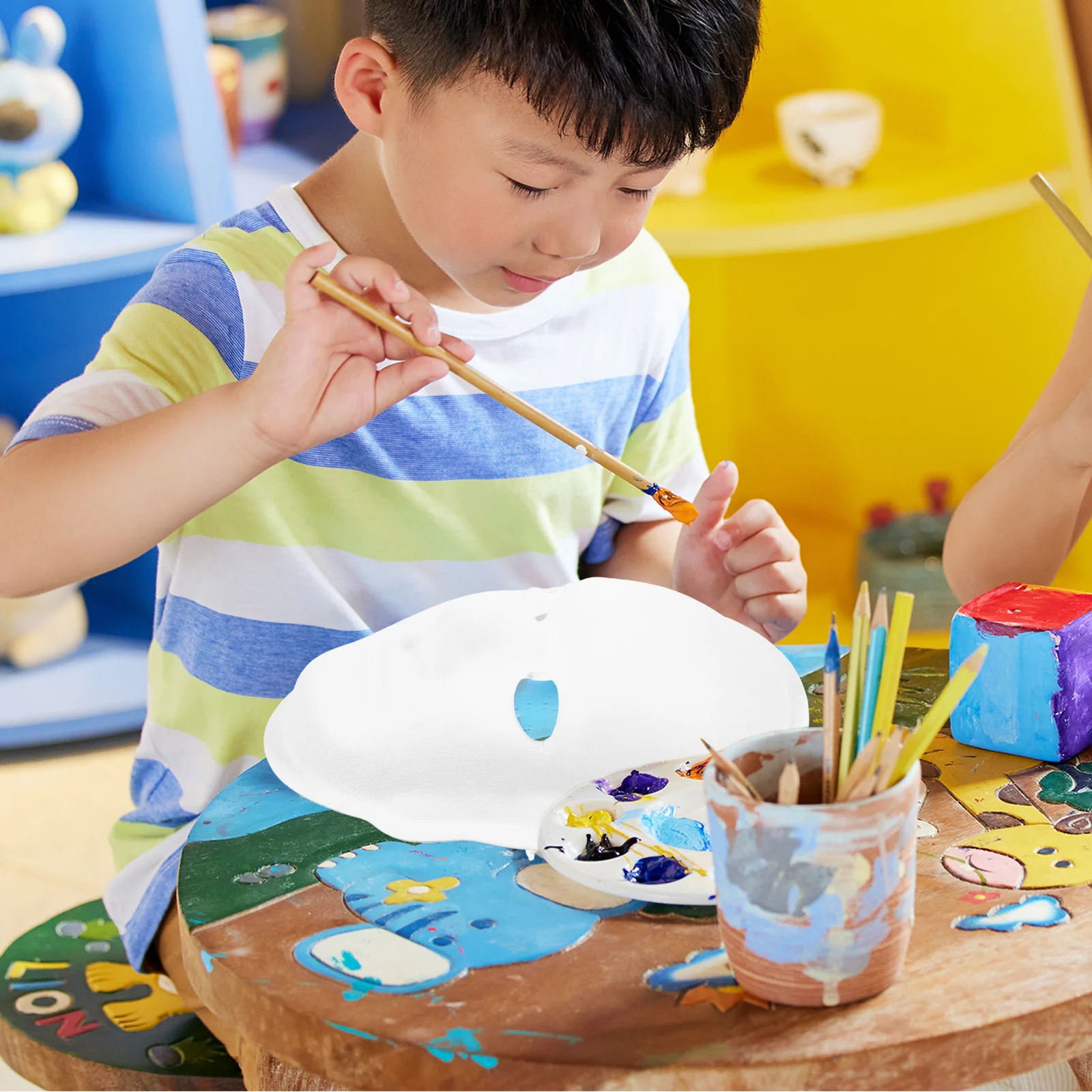 หน้ากากกระดาษลายหน้ากากปักกิ่ง 10 ชิ้น สำหรับเด็ก ทำสีเอง งานฝีมือ ปาร์ตี้ ฮาโลวีน คอสเพลย์ ของขวัญ