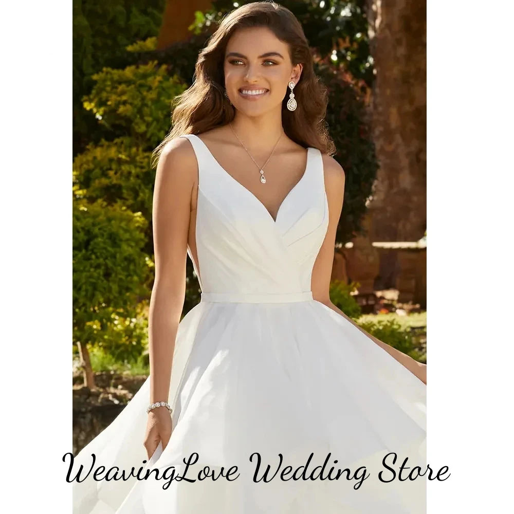 Simple & Charming Wide Strap Ivory White Backless Wedding Dress For Women A-Line Floor LengthVestidos Elegantes Feminino Made