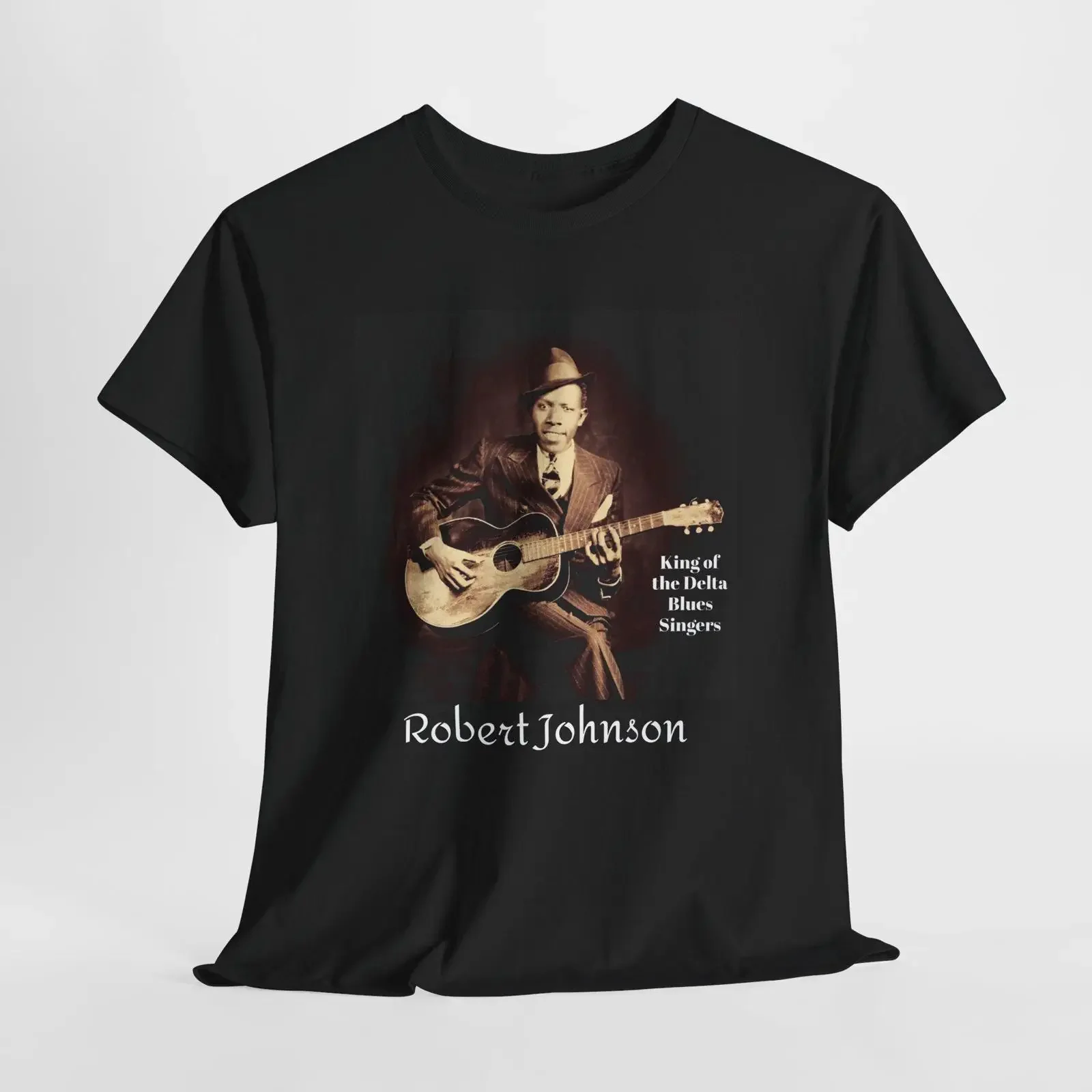 Robert Johnson King of the Blues T shirt Music Lover Vintage Retro vintage Washed Breathable Casual fashion Stylish homme