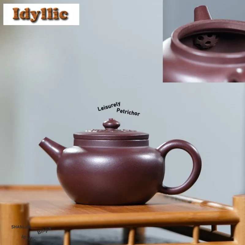 

160ml Luxury Yixing Purple Clay Teapots Master Handmade Pot Raw Ore Purple Mud Kettle With Infuser Zisha Tea Set Cha Accessories