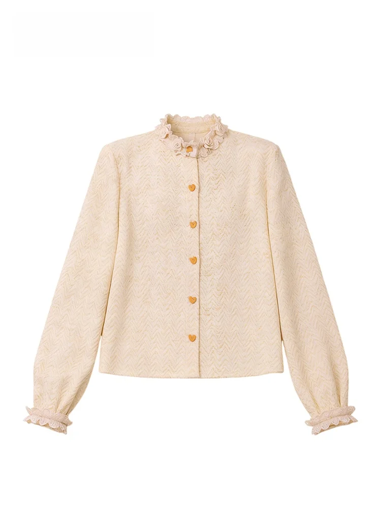 

plus Size Women's Long Sve Ruffle Collar irt Autumn Winter New Sle Retro Design Trendy Fat Sister Casual Inner Wear Top