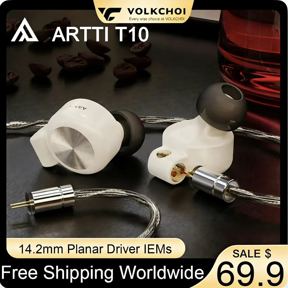 

ARTTI T10 In-ear Earphone HIFI 14.2mm Planar Driver Headset with Detachable 0.78 2pin Connector 3.5/4.4mm Plug Cable Earphone