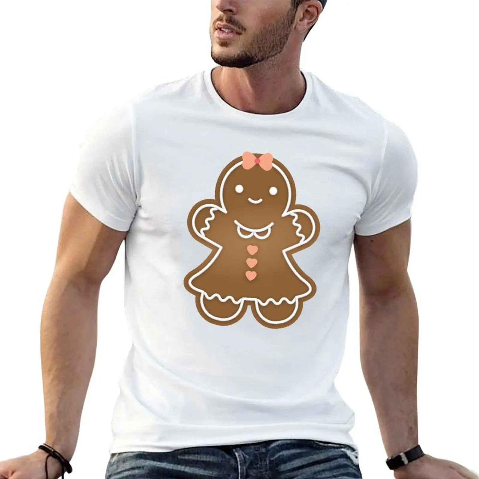 

Gingerbread Girl Pattern - Brown T-Shirt t shirt custom print t shirts for man graphic funny man t shirts cotton T-Shirt