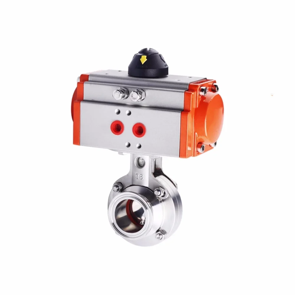 

Clamp Φ19Φ25Φ32Φ38mm OD50.5mm Sanitary Horizontal Chuck Butterfly Valve,SS304 Pneumatic Quick Release Butterfly Valve AT52