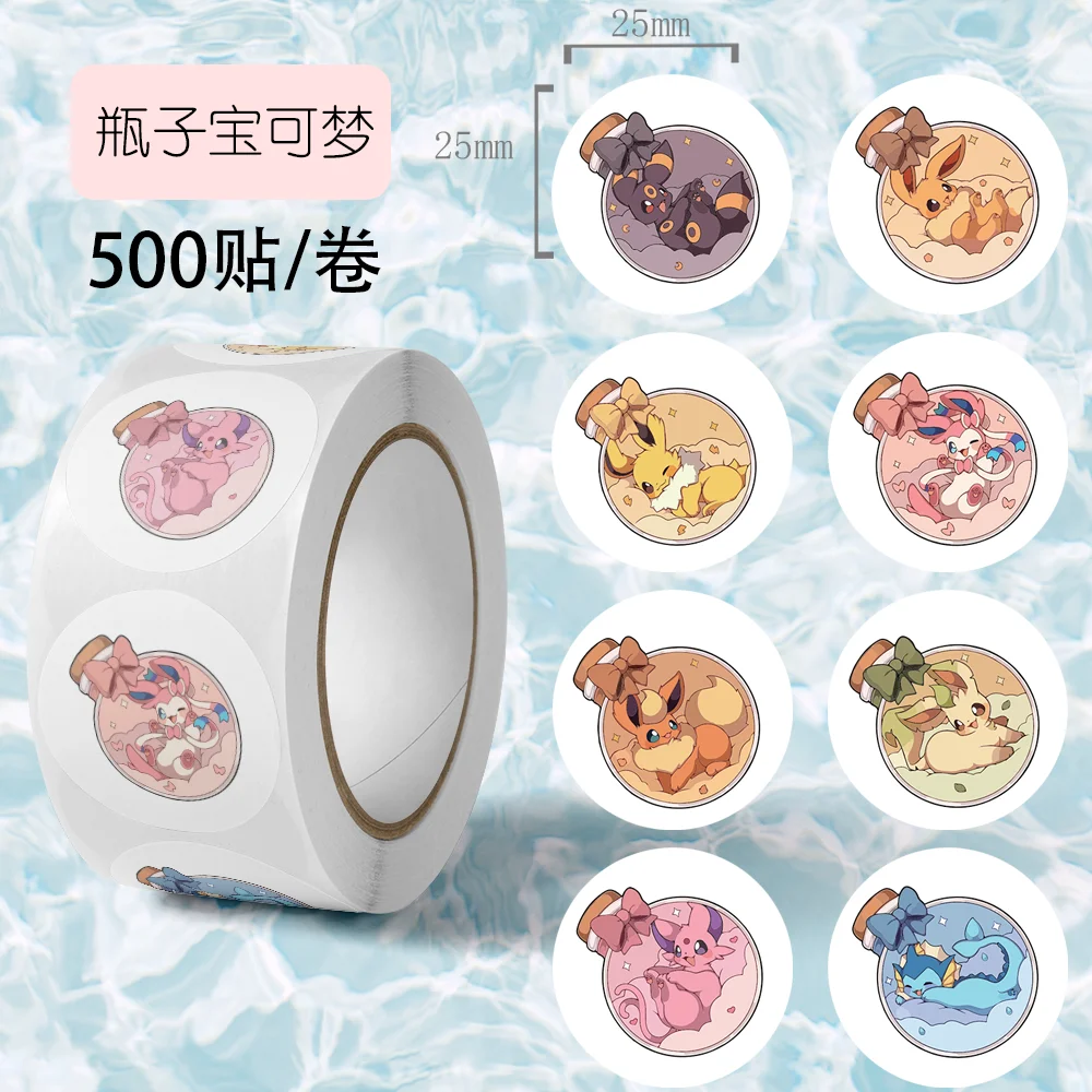 

500P Pokemon Stickers Roll Cute Pikachu Seal Stickers Journal DIY Kawaii Cartoon Decals for Kids Gift Scrapbooking Party Favors