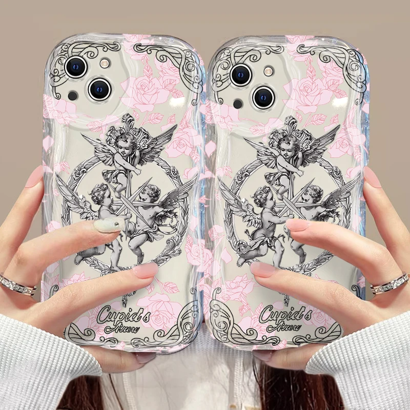 Retro Cupido Angel 3d Wave Case Voor Samsung A73 A72 A71 A71 A55 A54 A53 A35 A34 A33 A25 A24 A23 A15 A14 A13 A05 A05 A04 A03 4G 5G Cover