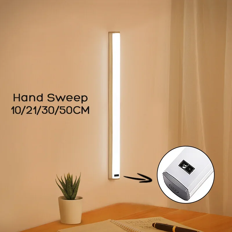 

LED Cabinet Light Kitchen Wireless Dimming USB Rechargeable Motion/Hand-sweep Sensor Strip Night Lamp Bedroom Wardrobe Lighting