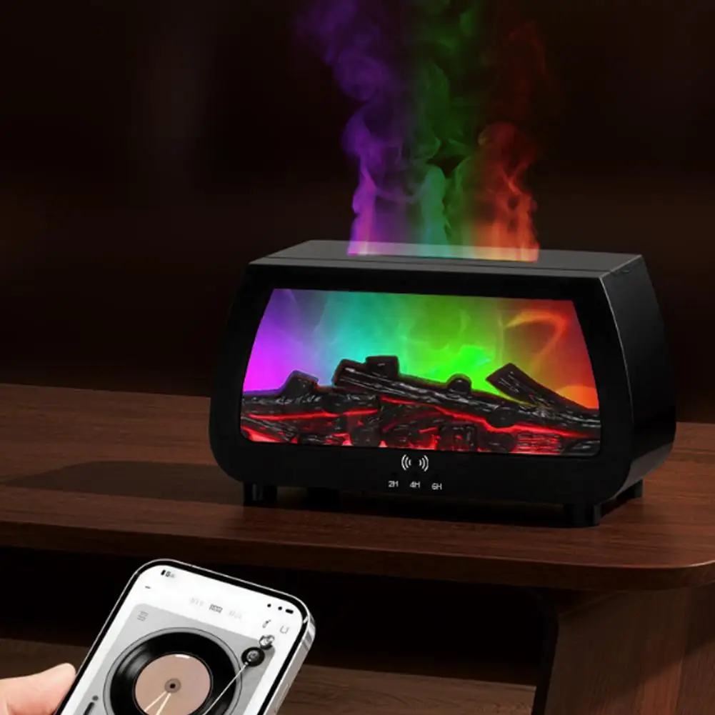 New Upgraded Faux Fireplace Flame Effect Ultrasonic Aroma Diffuser Auto Shut Off Cool Mist 7 Colors LED Quiet Desktop Diffuser