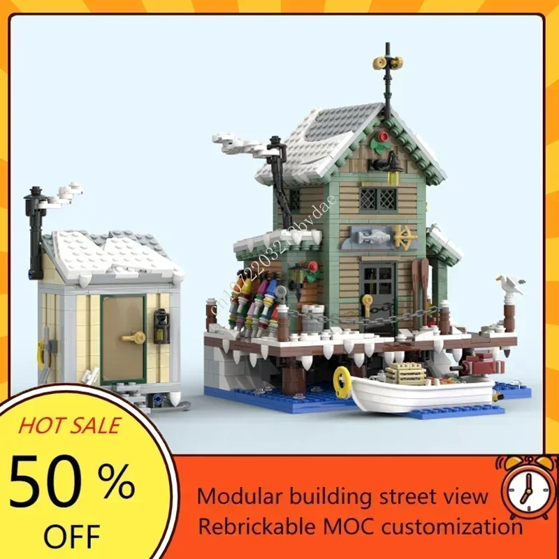 1405PCS Customized MOC Modular Winter Fish & Supply Street View Model Building Blocks Technology Bricks DIY Assembly Toys Gifts