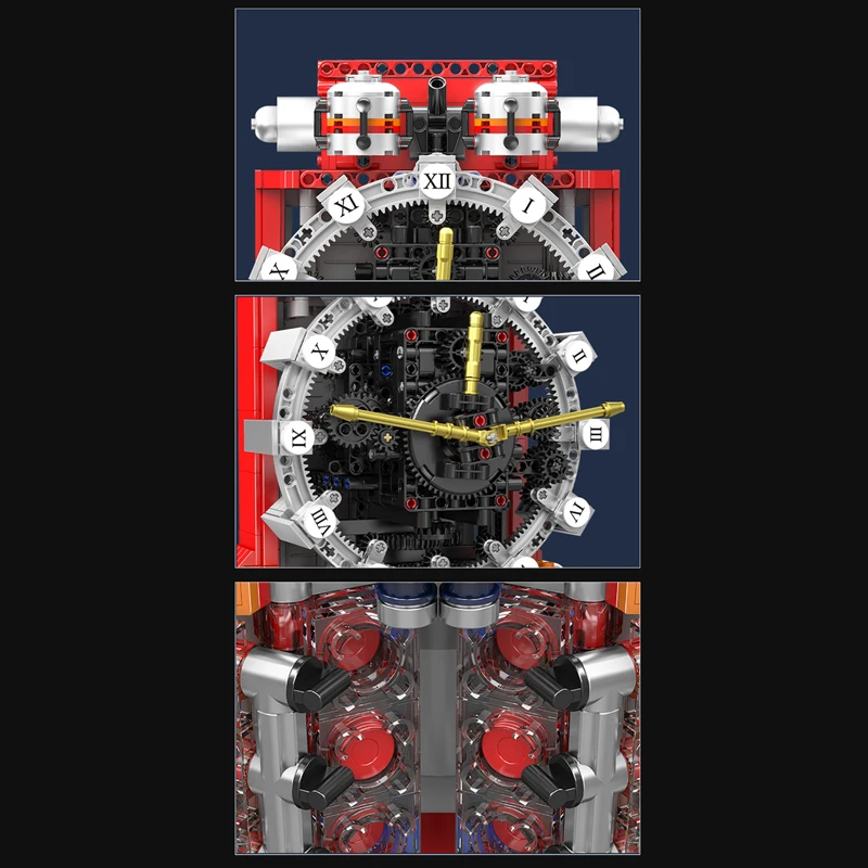 Molde rei 10187 relógio técnico brinquedos o motor motorizado relógio bloco de construção montagem modelo tijolo crianças presente natal