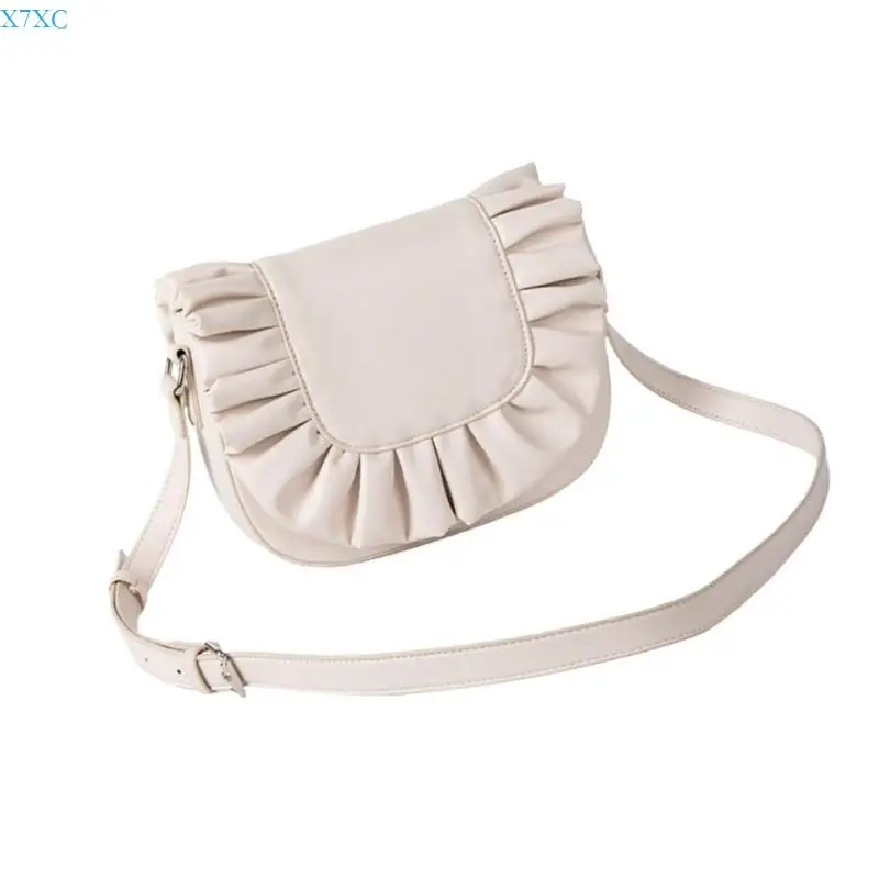 

X7XC Simple Yet Fashionable Crossbody Purse With Pleated Detail PU Leather Shoulder Bag For Women and Girls