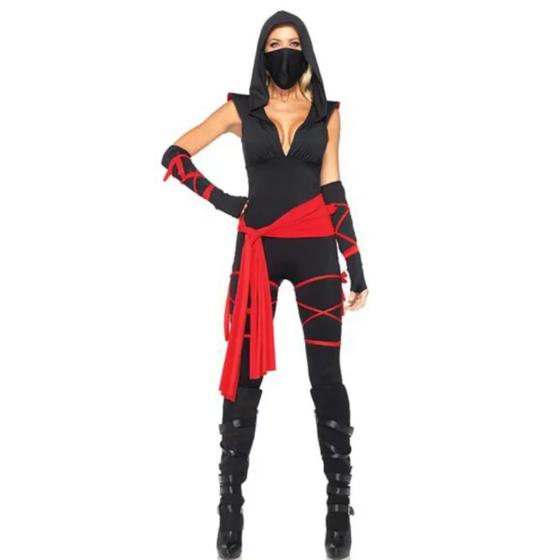 Halloween Costumes for Women Men Ninja Jumpsuit Adult Suit Japanese Anime Warrior Carnival Party Fancy Dress