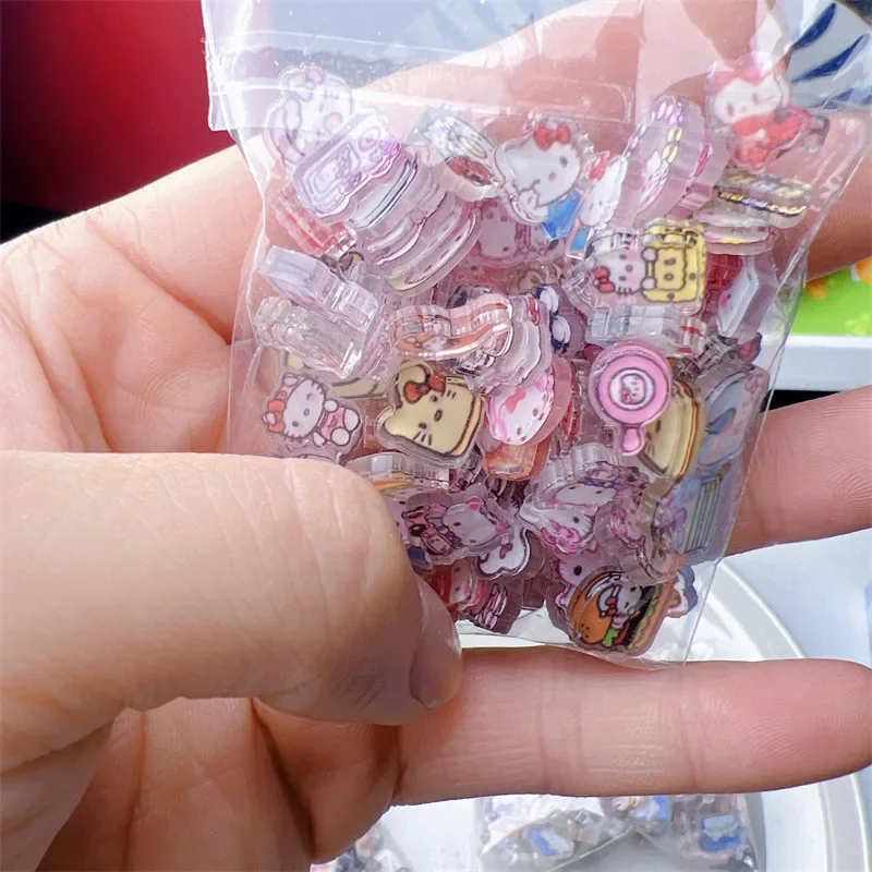 New 1cm Thickened Acrylic Patch Cute Cartoon Sanrio Handmade DIY Accessories Material Double-sided Wholesale Hello Kitty Toys