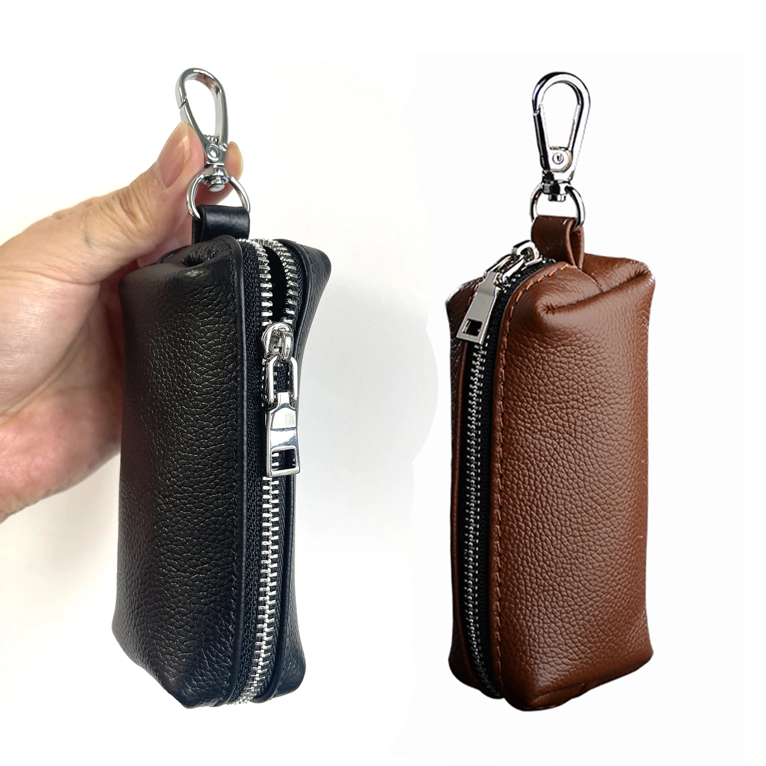 Handmade Genuine Leather Men/Women Key Holder House Keychain Bag Organizer Car Key Pouch Multifunctional Small Wallet Mini Purse