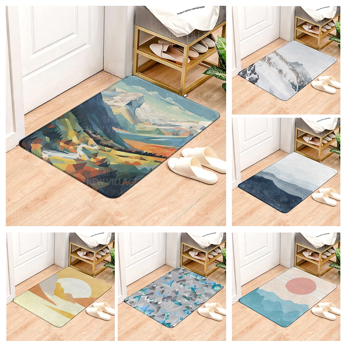 House entrance carpet Home door mat Modern Nordic style Room Bath Foot bathroom non-slip Kitchen water rugs Abstract Scenic Sky