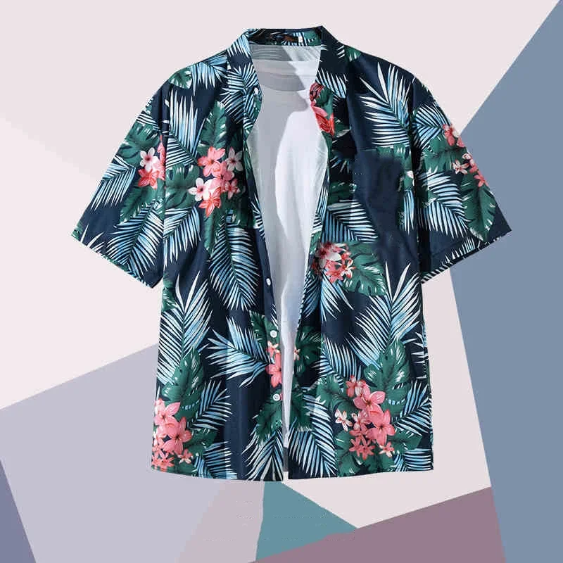 Hawaiian Shirt Man Print Casual Thin Beach Slim Fashion Shirt High Quality Luxury Black Social Vintage Funny Oversized Clothes