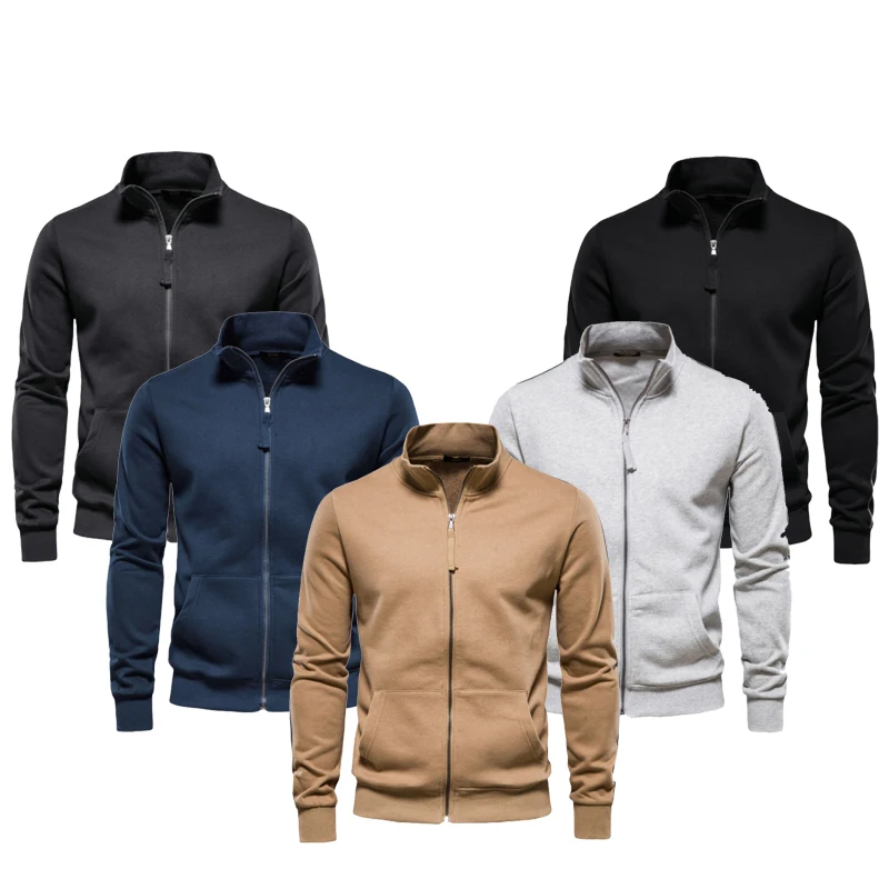 Men's Sweatshirts with Zipper Pockets Thin Solid Color Half Tracksuit Casual Outdoor Hooded Tracksuit Long Sleeves Jacket Coats