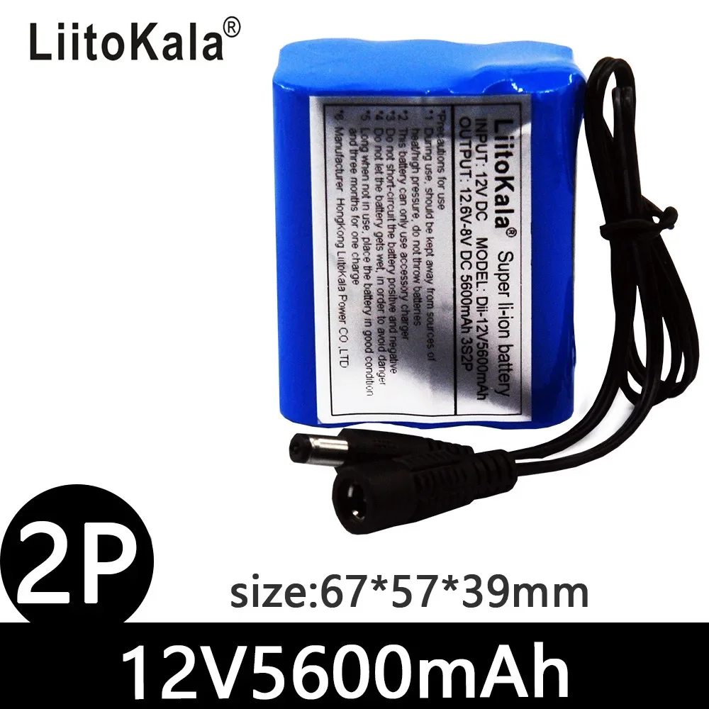 LiitoKala 12V 2200mah-5600mah High Capacity Rechargeable Li-Ion Battery Pack DC 12.6v for CCTV Camera Monitor