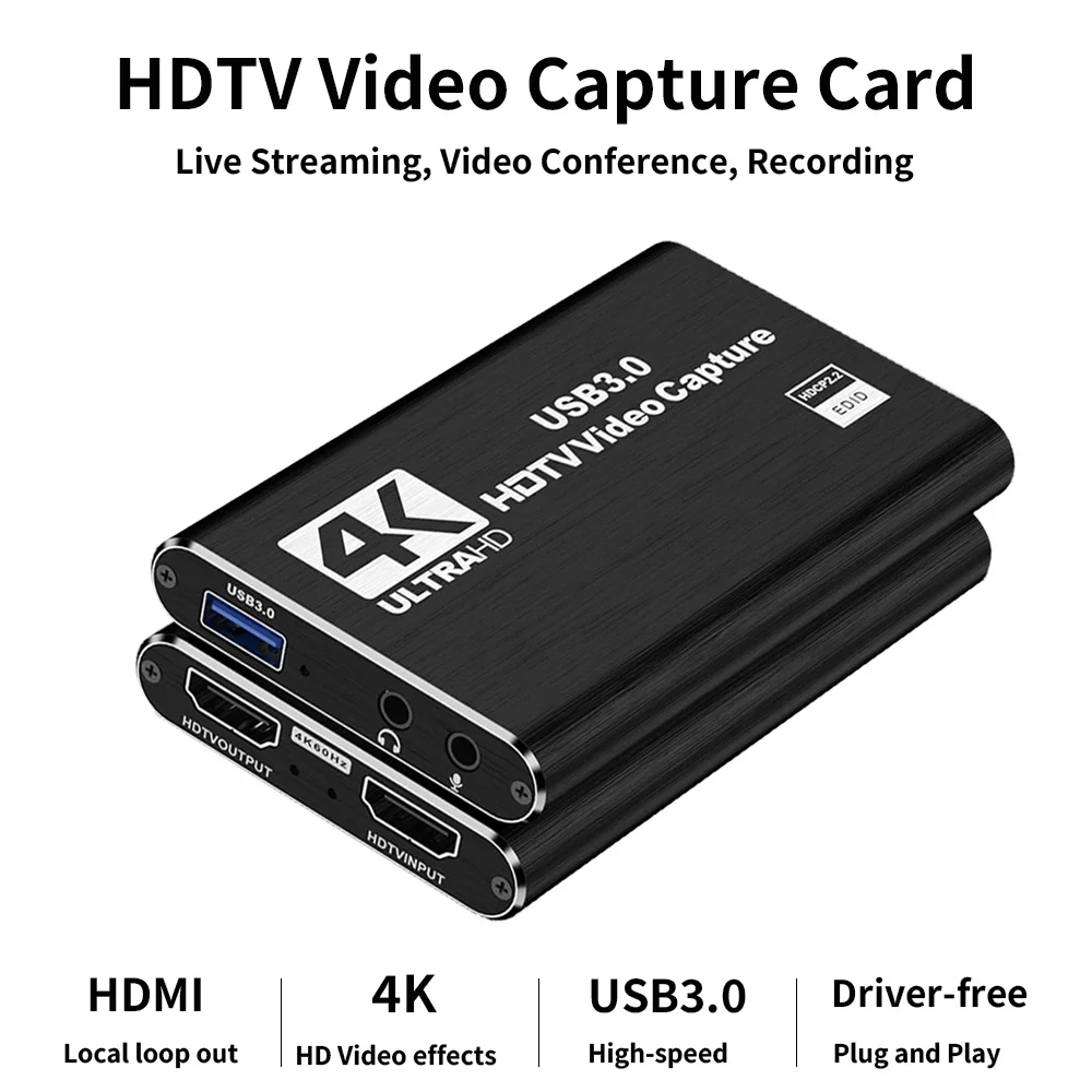 

4K HDMI Video Capture Card 1080P 60FPS Video Recorder for Gaming Live Streaming Video Conference Works for Nintendo Switch PS4