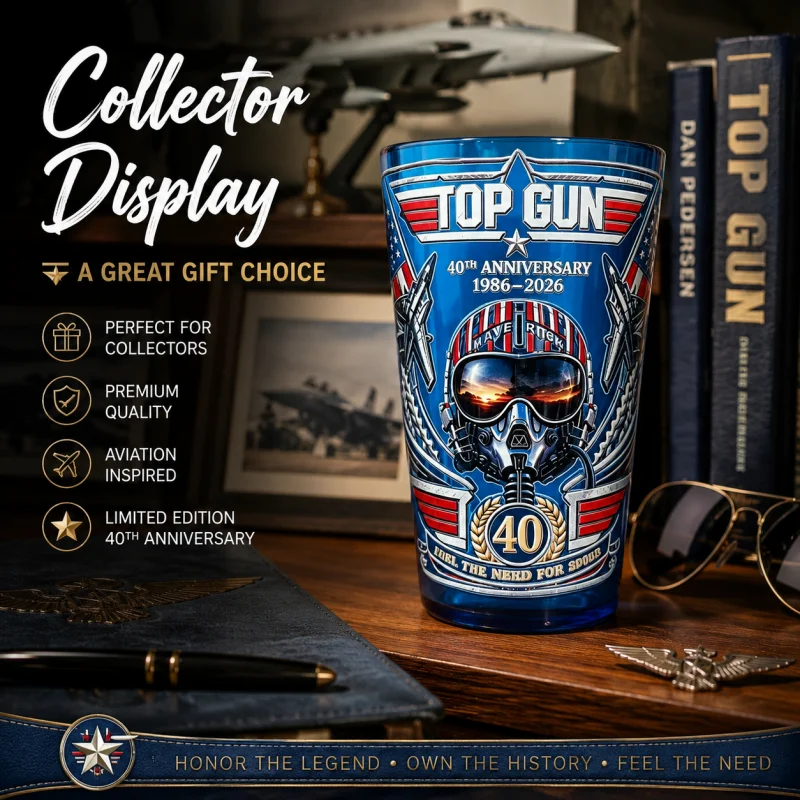40th Anniversary Top Gun Maverick Beer Pint Glass 16oz/473ml Retro Fighter Pilot Print Glassware For Bar Home Use