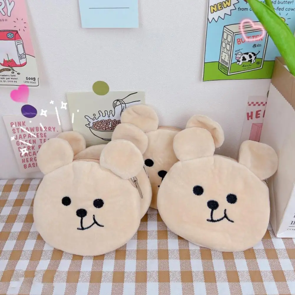 Cartoon Bear Purse Plush Bear Purse Cute Cartoon Shoulder Bag for Earphones Lipstick Cellphone Storage Changes Bag