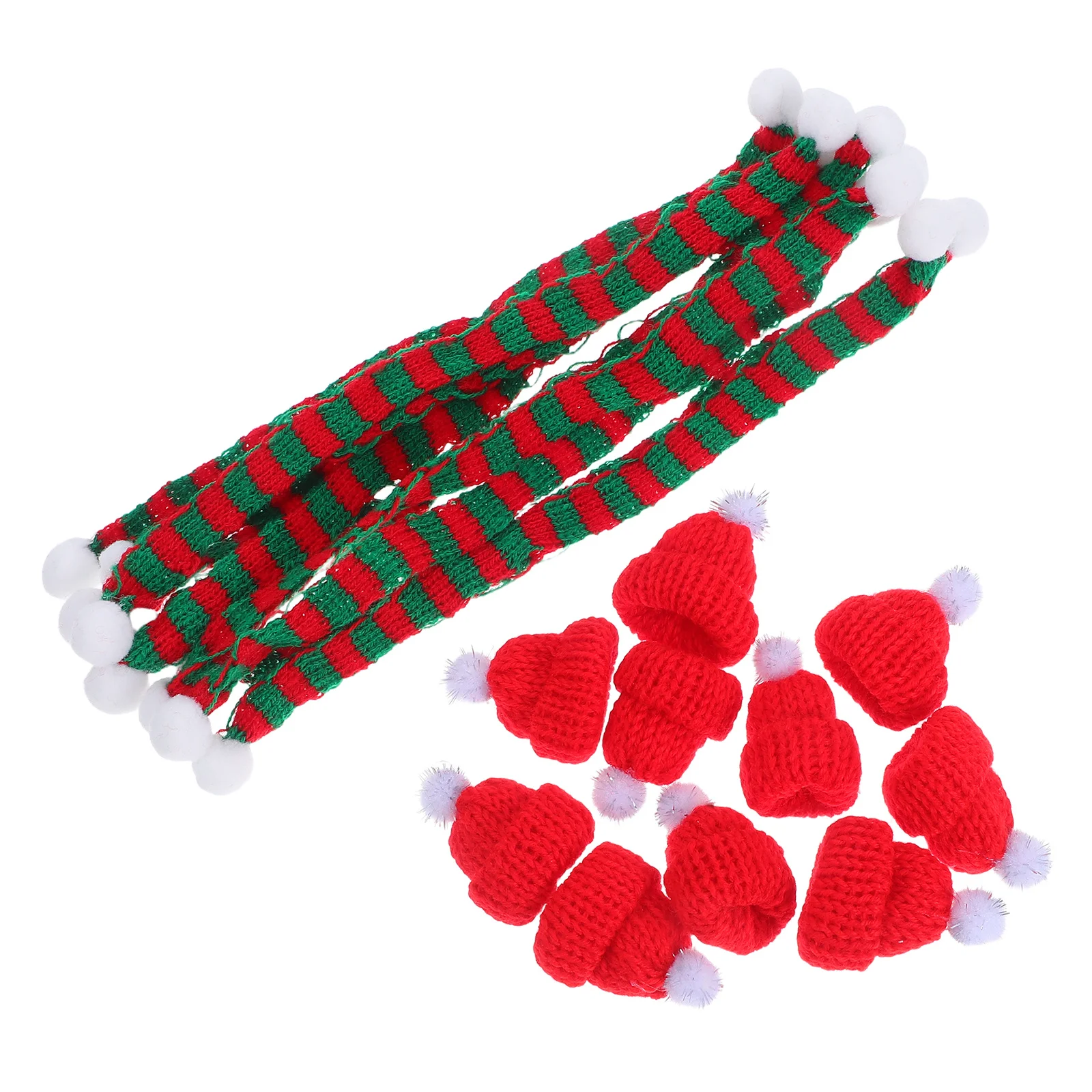 

10Sets 23cm Mini Christmas Knit Hat Scarf Wine Bottle Covers DIY Crafts Festive Party Decorations Unique Art Pieces
