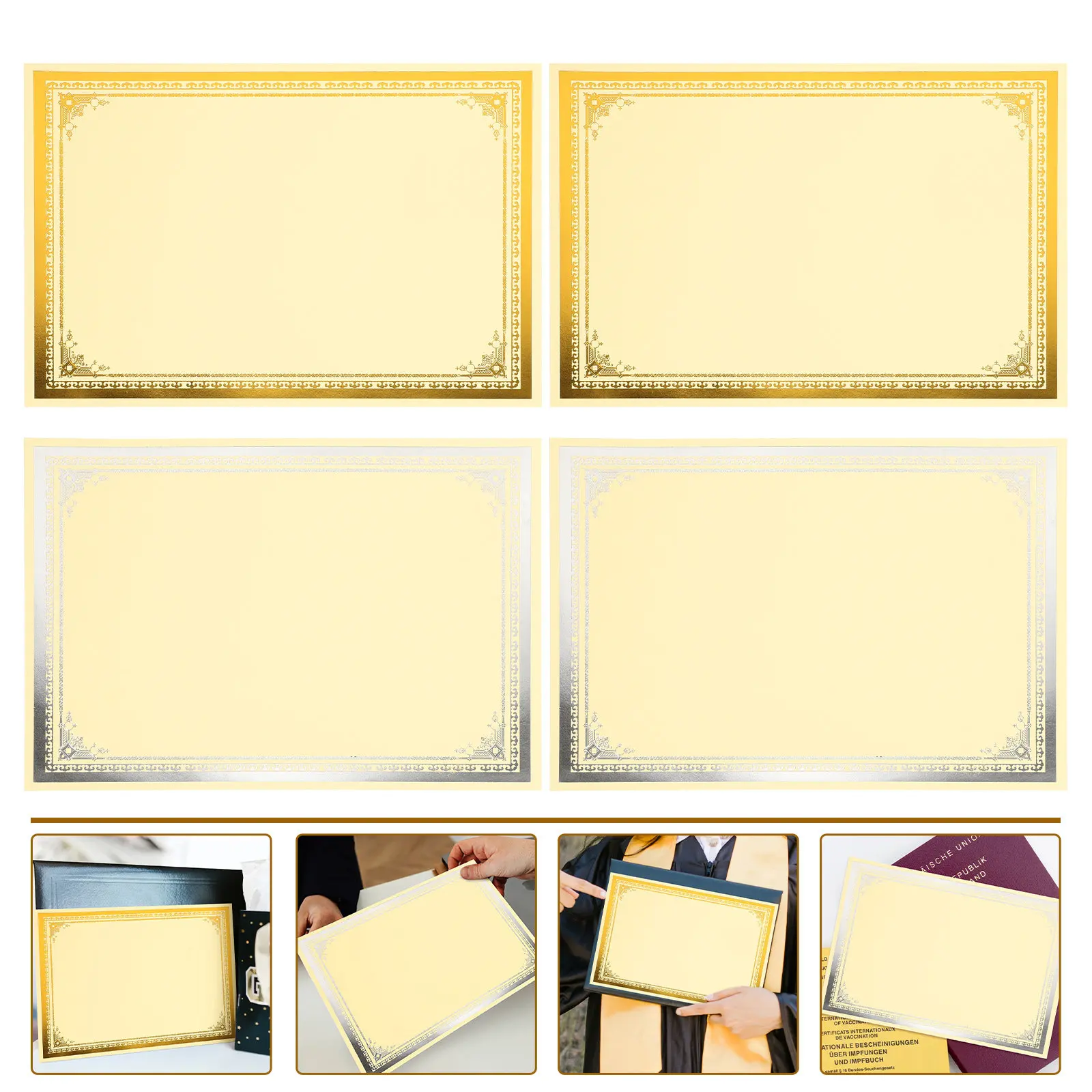 

8 Sheets Premium Certificate Paper Blank Diploma Paper for Printing Certificate School Office Decoration