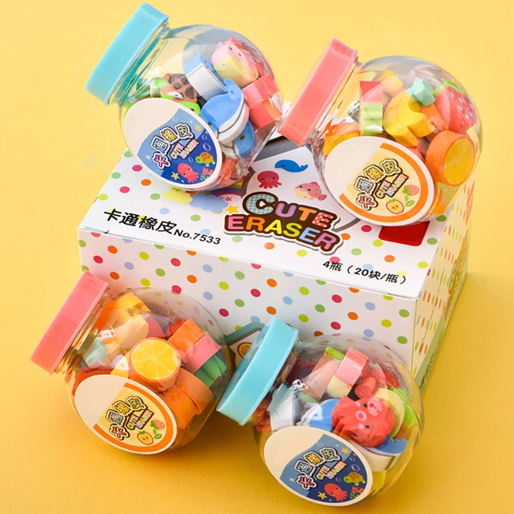 3 latas mini borracha design criativo dos desenhos animados para uso de escritório escolar lápis borracha linda papelaria
