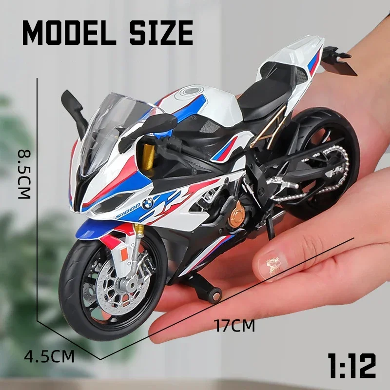 Modèle réduit de voiture BMW S1000RR en alliage moulé sous pression, échelle 1:12, véhicule de collection, idéal comme cadeau d'anniversaire pour un garçon