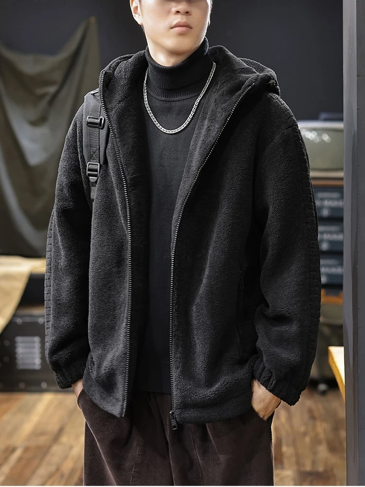 

Мужская зимняя куртка в американском ретро-стиле, новая, большого размера, с флисовой подкладкой, теплая, из овечьего вельвета