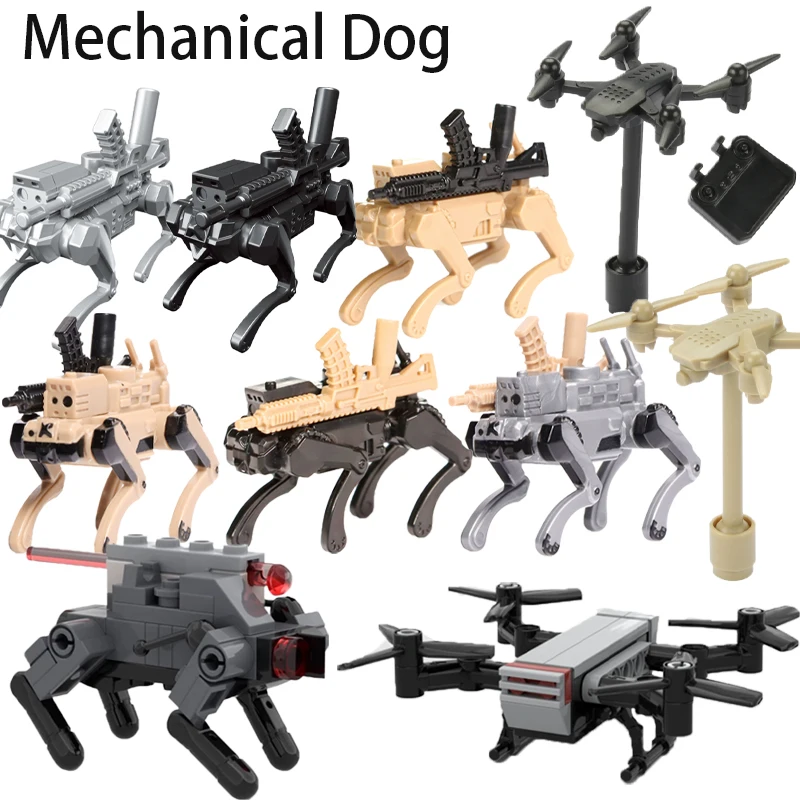 

Городской военный беспилотный летательный аппарат, механическая сцена для собак, строительные блоки, армейские аксессуары для спецназа, БПЛА, военные кирпичи, игрушки