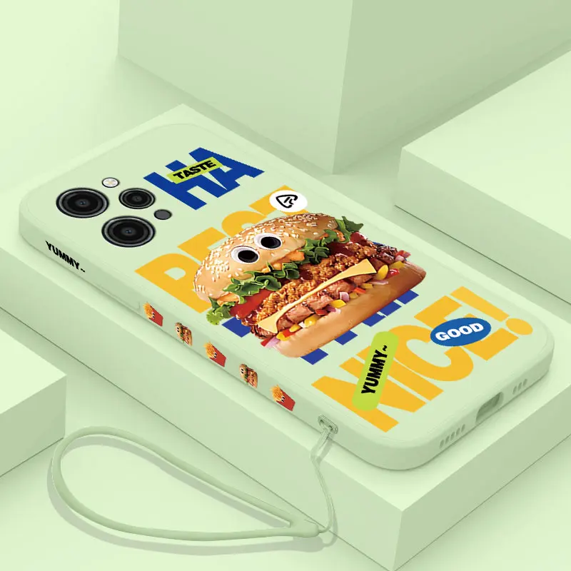 Fun Burgers Fries Phone Case For Xiaomi Redmi 12C 10 10C 10A 9 9T 9A A1 K20 K30 K40 Pro Plus 4G 5G Liquid Silicone Cover