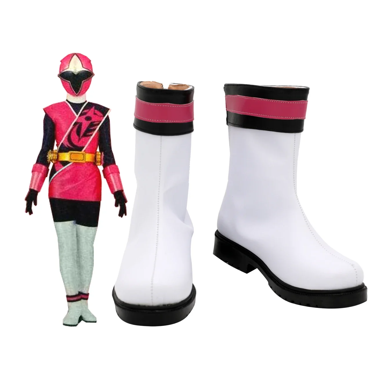 

Shuriken Sentai Ninninger MomoNinger Cosplay Boots Kasumi Momochi White Shoes Cosplay Custom Made