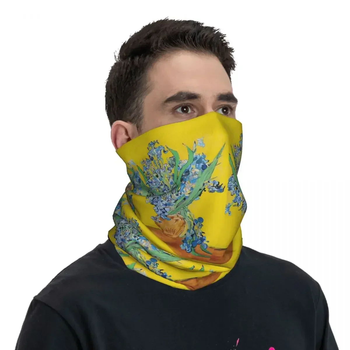 Vincent Van Gogh Irises Art Flowers Bandana Neck Cover Printed Mask Scarf Multifunction FaceMask Riding For Men Women Adult