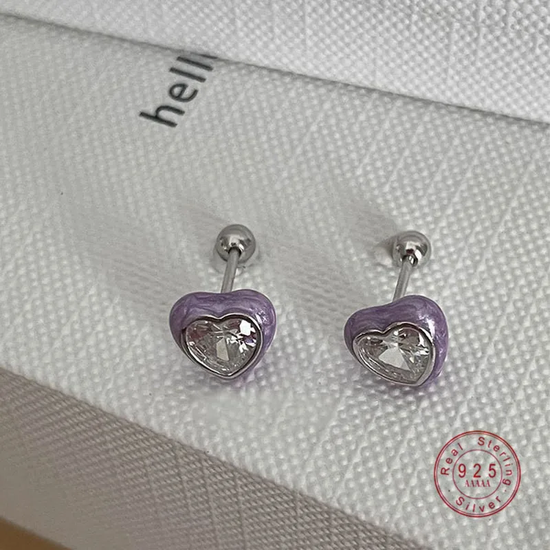 

Серьги из серебра 925 пробы с фиолетовым жемчугом в форме сердца, Подарочные ювелирные изделия для девочек, модные ювелирные изделия для женщин, торжественный подарок