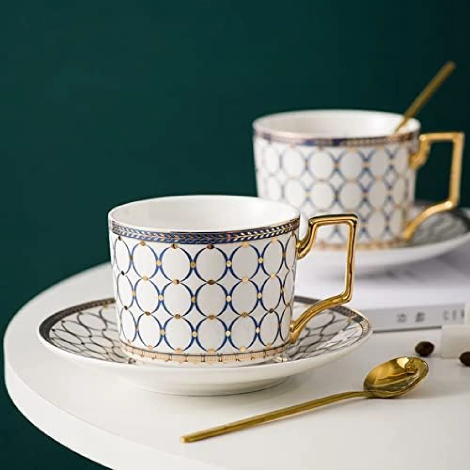 

Luxurious and Stylish Set of 250ml Ceramic Coffee Cup and Saucer for Tea, Espresso, and Cappuccino Enjoyment. Elevate Your Drink