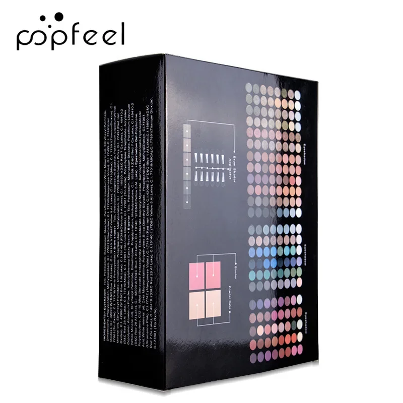 Meistverkauftes Popfeel Pro Makeup 194 Farben Matte Shimmer Palette Cosmetic Foundation Powder Blush Eyebrow Contouring Beauty Kit