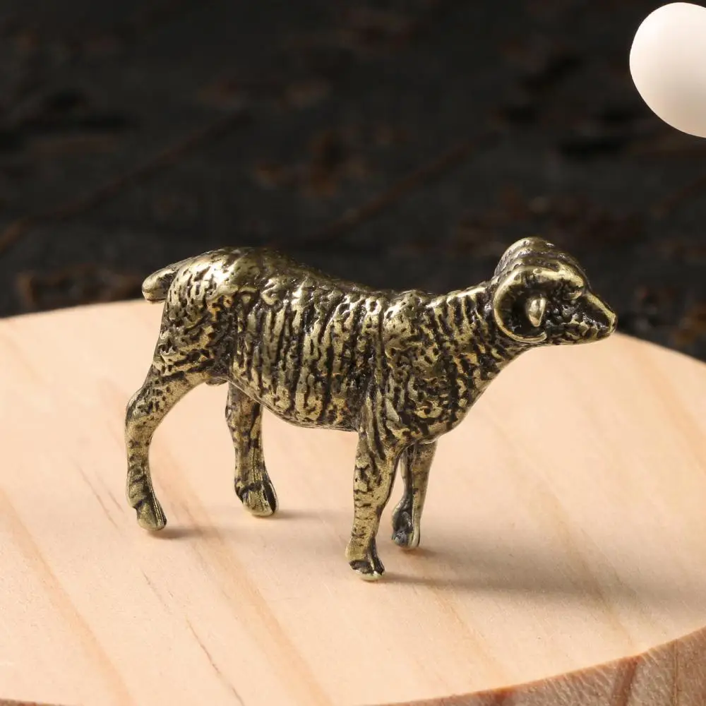 Brass Sheep Figurine Vintage Animal Sculpture Feng Shui Lucky Prosperity Home Office Decor Gift