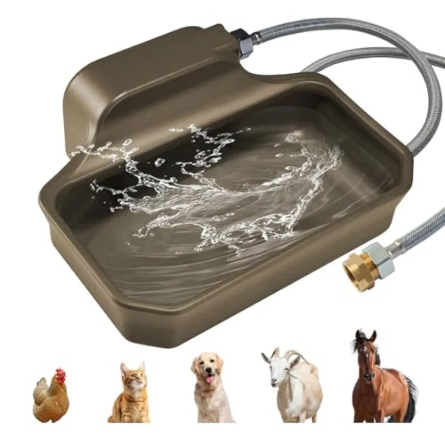 

Automatic Dog Water Dispenser 1 Gallon Auto Fill Dog Water Bowl with 3/4" Garden Hose Connector Large Capacity Self Watering Do