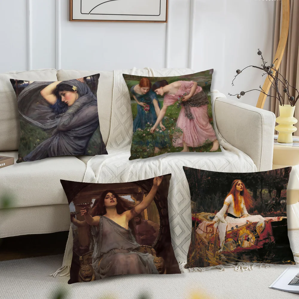 Painter J-John W-WilliamS Waterhouse Cushion Cover For Pillow Printing Sofa Decoration Home Car Room Coffee Nordic Simplicity