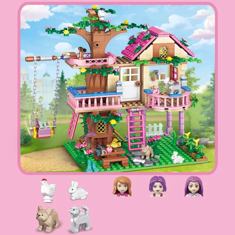 Friends City Tree House Summer Holiday Villa Castle Building Blocks Sets Figures Garden DIY Toys for Kids Girl Birthday Gift - view 4