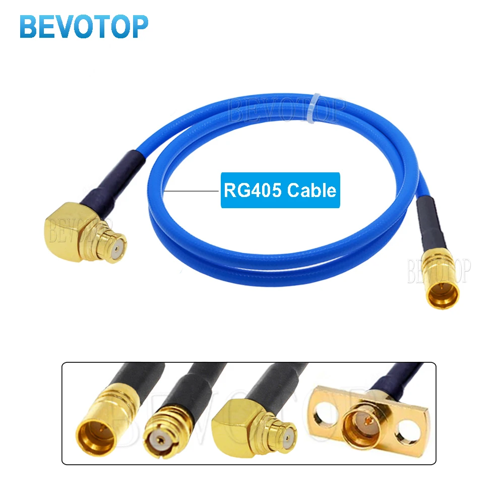 1PCS RG405 Cable SMP Jumper SMP Male to SMP Male Straight / Right Angle 90° SMP Cable High Frequency RG-405 086 Pigtail BEVOTOP