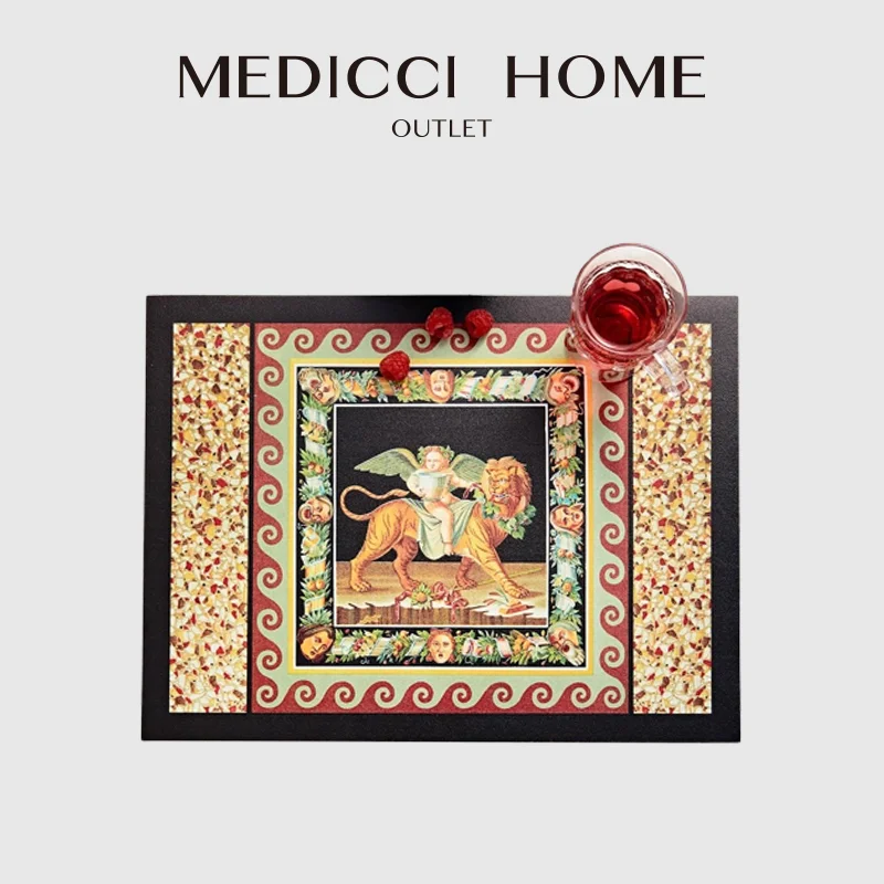 Medicci Home Baroque Style Inspired Print Placemat Luxury Waterproof PU Fabric Placemats 30x40cm For Dinner Party Banquet