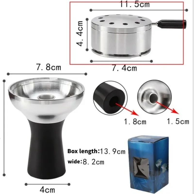 CRUSHER Arab Shisha Hookah Metal Bowl Set Charcoal Holder with Cover Heat Heat Management System Chicha for Smoking Accessories