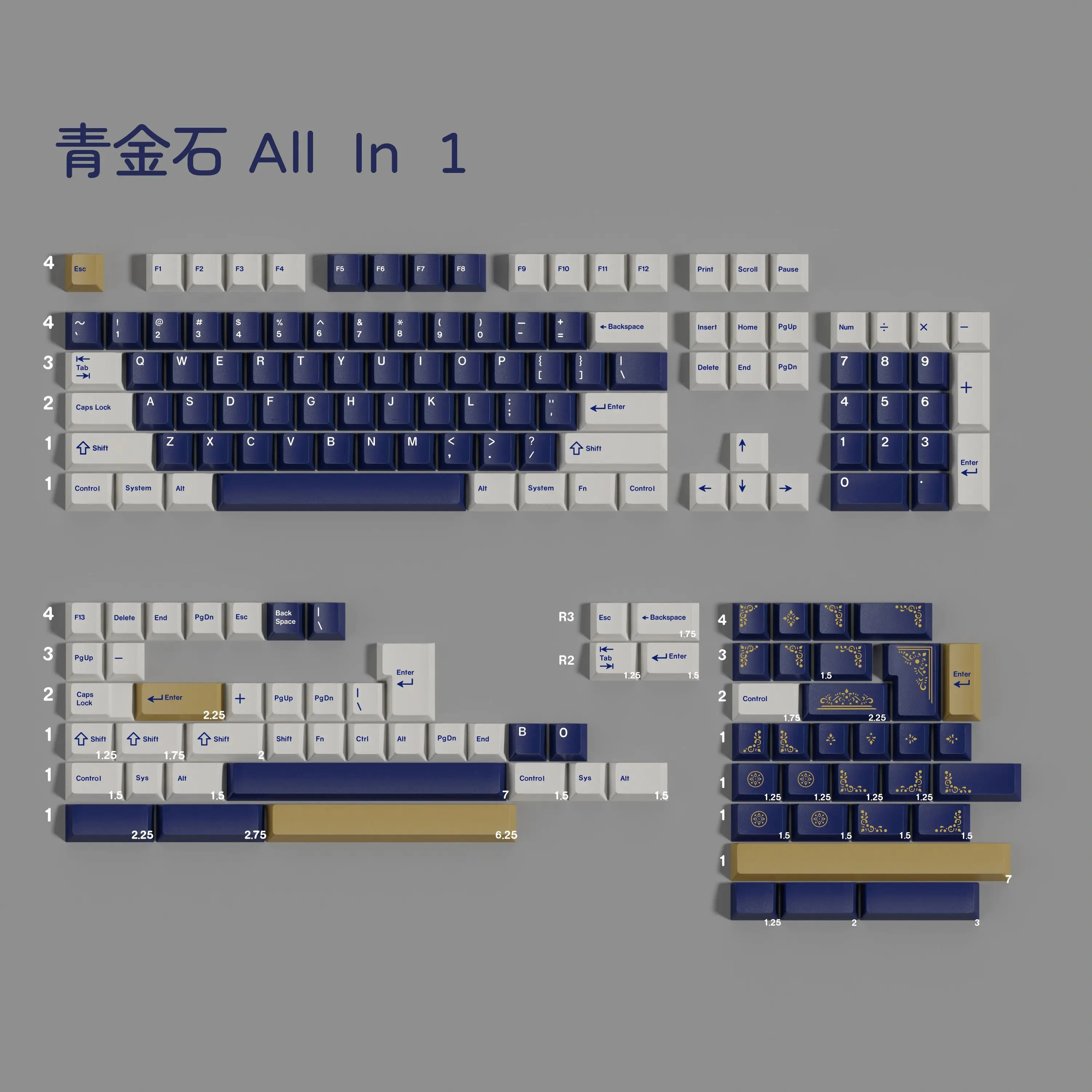 PBT GMK Lazurite Keycaps Set Cherry Profile Dye Sublimation KeyCap For MX Switch Keyboard Split Spacebar