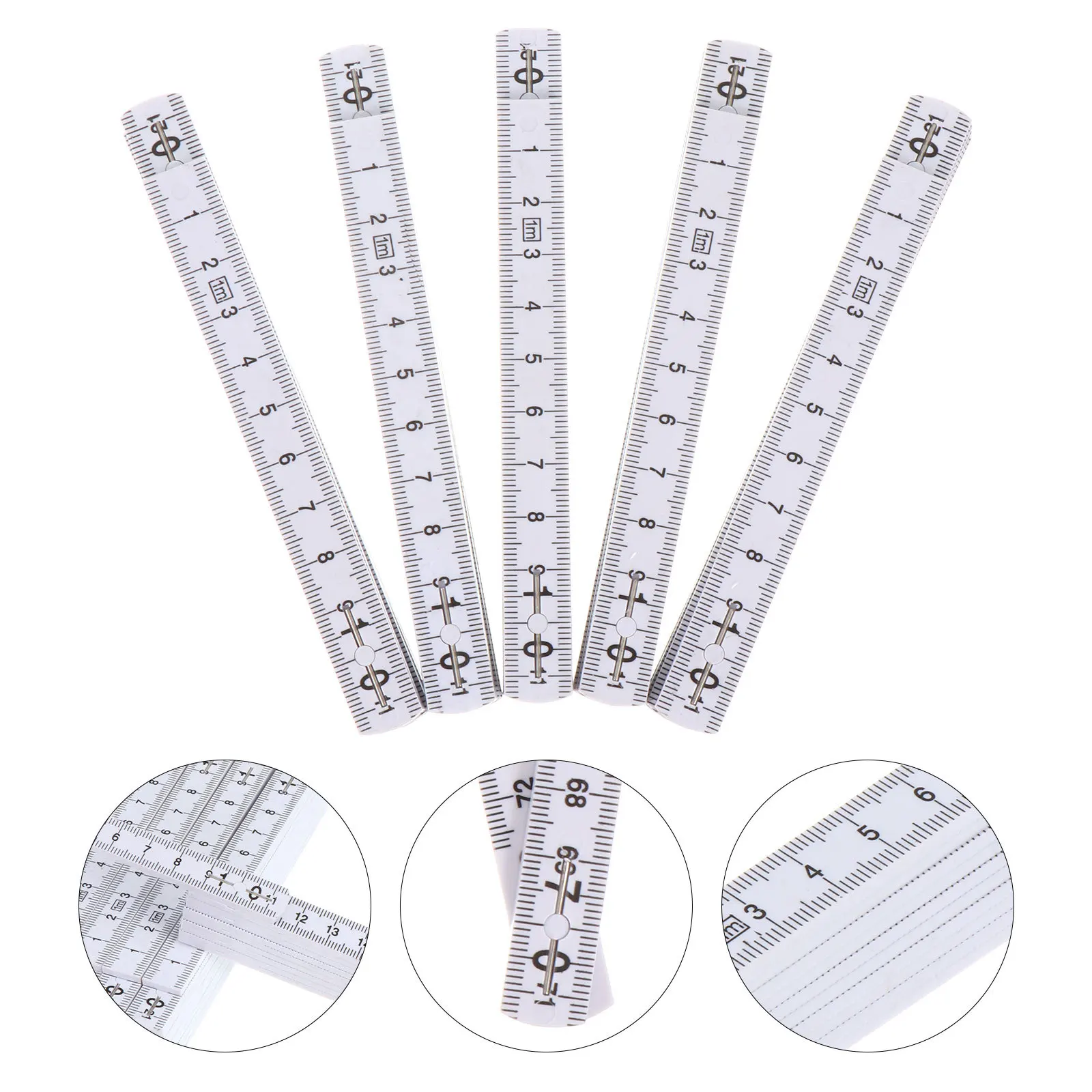 5 pcs Folding Ruler 5M Metric Imperial Dual Scale Compact Abs Carpenter Measuring Tool For Diy Garage Garden Household Projects