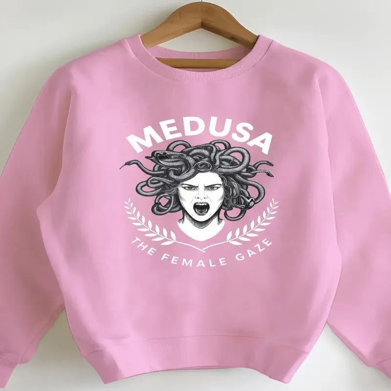 

Winter Fall Female Clothes Plus Size Women Sweatshirt Oversize Medusa Serpentine Hair Print Fashionable Street Style Elegant Top